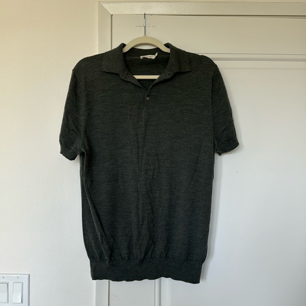 Suit Supply Merino Wool Short Sleeve Knit Polo Top Size Large